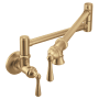 Moen Traditional Pot Filler Double Handle Wall Mount Kitchen Pot Filler Bronzed Gold