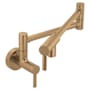 Moen 5.5 GPM Wall Mounted Double Handle Pot Filler Bronzed Gold