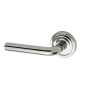 Montana Forge Left Handed Single Dummy Door Knob Set with L5 Knob and R1 Rose from the Transitional Collection Polished Stainless