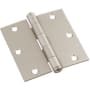 National Hardware 3-1/2" x 3-1/2" Plain Bearing Square Corner Butt Hinge - Single Satin Nickel