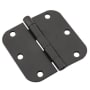 National Hardware 3-1/2" x 3-1/2" Plain Bearing 5/8" Radius Corner Butt Hinge - Single Black