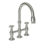 Newport Brass Chesterfield 1.8 GPM Widespread Bridge Pull Down Kitchen Faucet Polished Nickel (PVD)