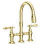 Newport Brass Chesterfield 1.8 GPM Widespread Bridge Pull Down Kitchen Faucet Forever Brass (PVD)