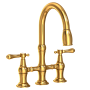 Newport Brass Chesterfield 1.8 GPM Widespread Bridge Pull Down Kitchen Faucet Aged Brass