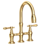 Newport Brass Chesterfield 1.8 GPM Widespread Bridge Pull Down Kitchen Faucet Polished Brass Uncoated (Living)