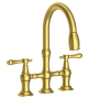Newport Brass Chesterfield 1.8 GPM Widespread Bridge Pull Down Kitchen Faucet Satin Brass (PVD)