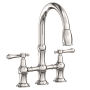 Newport Brass Chesterfield 1.8 GPM Widespread Bridge Pull Down Kitchen Faucet Polished Nickel (PVD)