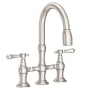 Newport Brass Chesterfield 1.8 GPM Widespread Bridge Pull Down Kitchen Faucet Satin Nickel (PVD)