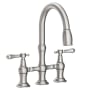 Newport Brass Chesterfield 1.8 GPM Widespread Bridge Pull Down Kitchen Faucet Stainless Steel (PVD)