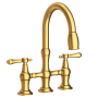 Newport Brass Chesterfield 1.8 GPM Widespread Bridge Pull Down Kitchen Faucet Satin Gold (PVD)