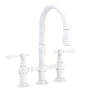 Newport Brass Chesterfield 1.8 GPM Widespread Bridge Pull Down Kitchen Faucet Matte White