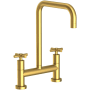 Newport Brass East Square 1.8 GPM Widespread Bridge Kitchen Faucet with Cross Handles Satin Brass - PVD