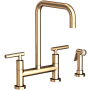 Newport Brass East Square 1.8 GPM Widespread Bridge Kitchen Faucet with Lever Handles - Includes Side Spray French Gold - PVD