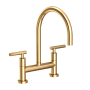 Newport Brass East Linear 1.8 GPM Widespread Bridge Kitchen Faucet with Lever Handles Polished Brass Uncoated (Living)