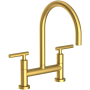 Newport Brass East Linear 1.8 GPM Widespread Bridge Kitchen Faucet with Lever Handles Satin Brass - PVD
