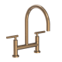 Newport Brass East Linear 1.8 GPM Widespread Bridge Kitchen Faucet with Lever Handles Antique Brass