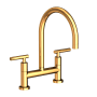 Newport Brass East Linear 1.8 GPM Widespread Bridge Kitchen Faucet with Lever Handles Polished Gold (PVD)