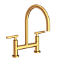 Newport Brass East Linear 1.8 GPM Widespread Bridge Kitchen Faucet with Lever Handles Satin Gold (PVD)