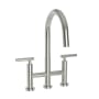 Newport Brass East Linear 1.8 GPM Widespread Bridge Pull Down Kitchen Faucet Polished Nickel (PVD)