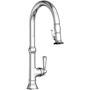 Newport Brass Jacobean 1.8 GPM Single Hole Pull Down Kitchen Faucet Polished Chrome