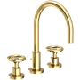 Newport Brass Slater 1.2 GPM Widespread Bathroom Faucet with Pop-Up Drain Assembly and Wheel Handles Forever Brass - PVD