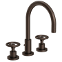 Newport Brass Slater 1.2 GPM Widespread Bathroom Faucet with Pop-Up Drain Assembly and Wheel Handles English Bronze