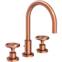 Newport Brass Slater 1.2 GPM Widespread Bathroom Faucet with Pop-Up Drain Assembly and Wheel Handles Antique Copper