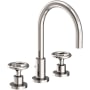 Newport Brass Slater 1.2 GPM Widespread Bathroom Faucet with Pop-Up Drain Assembly and Wheel Handles Polished Nickel