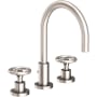 Newport Brass Slater 1.2 GPM Widespread Bathroom Faucet with Pop-Up Drain Assembly and Wheel Handles Satin Nickel - PVD