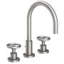 Newport Brass Slater 1.2 GPM Widespread Bathroom Faucet with Pop-Up Drain Assembly and Wheel Handles Stainless Steel (PVD)
