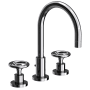 Newport Brass Slater 1.2 GPM Widespread Bathroom Faucet with Pop-Up Drain Assembly and Wheel Handles Midnight Chrome