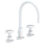 Newport Brass Slater 1.2 GPM Widespread Bathroom Faucet with Pop-Up Drain Assembly and Wheel Handles Matte White