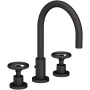 Newport Brass Slater 1.2 GPM Widespread Bathroom Faucet with Pop-Up Drain Assembly and Wheel Handles Flat Black