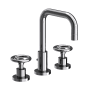 Newport Brass Tyler 1.2 GPM Widespread Bathroom Faucet with Pop-Up Drain Assembly with Wheel Handles Midnight Chrome