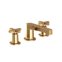 Newport Brass Dorrance 1.2 GPM Widespread Bathroom Faucet with Pop-Up Drain Assembly with Cross Handles Uncoated Polished Brass (Living)