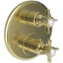 Newport Brass Fairfield Three Function Thermostatic Valve Trim Only with Dual Cross Handles, Integrated Diverter, and Volume Control - Less Rough In Forever Brass (PVD)