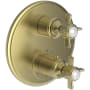 Newport Brass Fairfield Three Function Thermostatic Valve Trim Only with Dual Cross Handles, Integrated Diverter, and Volume Control - Less Rough In Satin Brass (PVD)