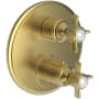 Newport Brass Fairfield Three Function Thermostatic Valve Trim Only with Dual Cross Handles, Integrated Diverter, and Volume Control - Less Rough In Satin Gold (PVD)