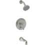 Newport Brass Chesterfield Single Handle Pressure Balanced Tub and Shower Trim with Single Function Shower Head and Metal Lever Handle Midnight Chrome