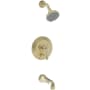 Newport Brass Chesterfield Single Handle Pressure Balanced Tub and Shower Trim with Single Function Shower Head and Metal Lever Handle Polished Gold (PVD)