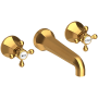 Newport Brass Metropole 1.2 GPM Wall Mounted Widespread Bathroom Faucet with Cross Handle Satin Gold - PVD