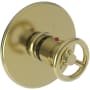 Newport Brass Slater Thermostatic Valve Trim Only with Single Wheel Handle and Diverter Functionality - Less Rough In Polished Brass Uncoated (Living)