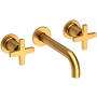 Newport Brass Dorrance 1.2 GPM Wall Mounted Widespread Bathroom Faucet with Cross Handles Satin Gold - PVD