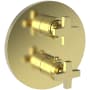 Newport Brass Dorrance Three Function Thermostatic Valve Trim Only with Dual Cross Handles, Integrated Diverter, and Volume Control - Less Rough In Uncoated Polished Brass - Living