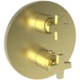 Newport Brass Dorrance Three Function Thermostatic Valve Trim Only with Dual Cross Handles, Integrated Diverter, and Volume Control - Less Rough In Satin Brass - PVD
