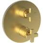 Newport Brass Dorrance Three Function Thermostatic Valve Trim Only with Dual Cross Handles, Integrated Diverter, and Volume Control - Less Rough In Satin Gold - PVD