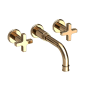 Newport Brass Griffey 1.2 GPM Wall Mounted Widespread Bathroom Faucet with Cross Handles French Gold (PVD)