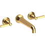 Newport Brass Astor 1.2 GPM Wall Mounted Widespread Bathroom Faucet with Lever Handles Polished Brass Uncoated (Living)