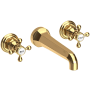 Newport Brass Astor 1.2 GPM Wall Mounted Widespread Bathroom Faucet with Cross Handles Uncoated Polished Brass - Living