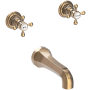 Newport Brass Astor Double Handle Wall Mounted Bathtub Faucet with Metal Cross Handles Antique Brass